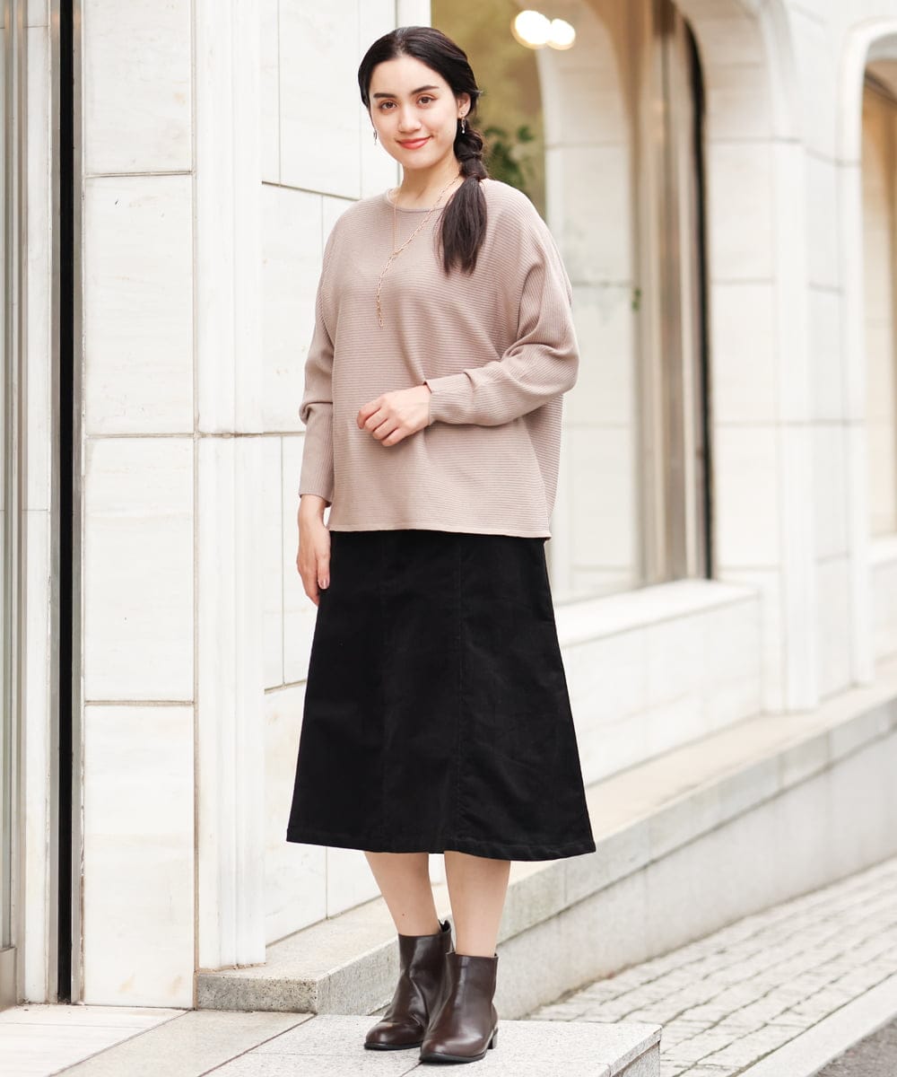OLFAS04050 eur3(エウルキューブ) 新色追加！【大きいサイズ】横リブニット ベージュ(82)