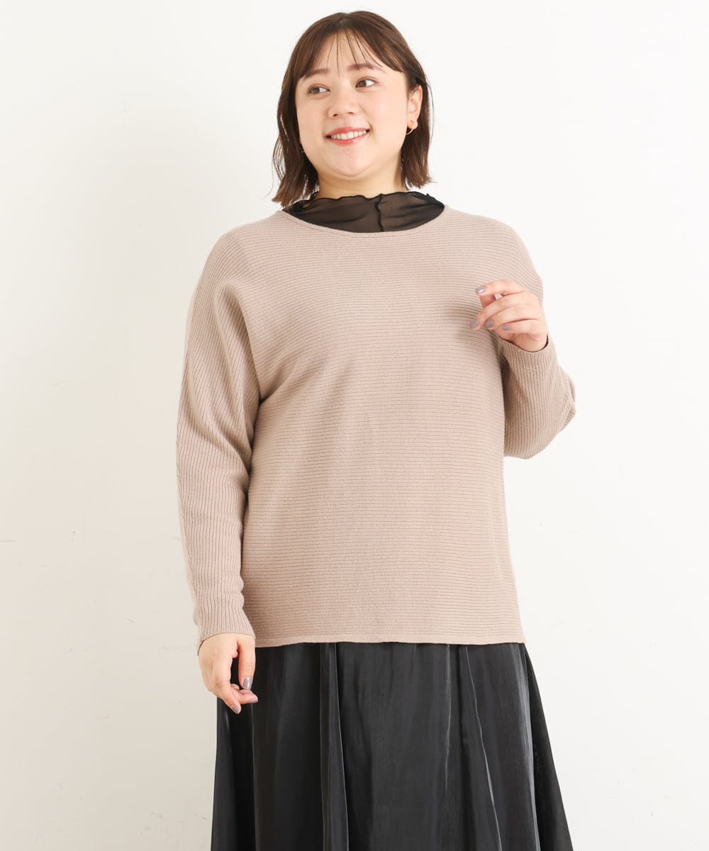 OLFAS04050 eur3(エウルキューブ) 新色追加！【大きいサイズ】横リブニット ベージュ(82)