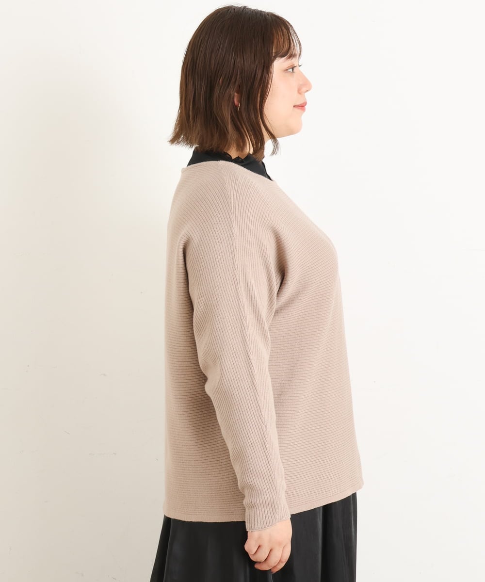 OLFAS04050 eur3(エウルキューブ) 新色追加！【大きいサイズ】横リブニット ベージュ(82)
