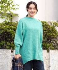 OLFAV01099 eur3(エウルキューブ) 【大きいサイズ】ふわふわヤクウールモックネックニット グリーン(35)