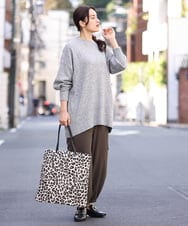 OLFAV01099 eur3(エウルキューブ) 【大きいサイズ】ふわふわヤクウールモックネックニット グレー(92)