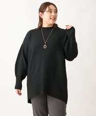 OLFAV01099 eur3(エウルキューブ) 【大きいサイズ】ふわふわヤクウールモックネックニット ブラック(94)