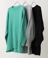 OLFAV01099 eur3(エウルキューブ) 【大きいサイズ】ふわふわヤクウールモックネックニット ブラック(94)