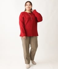 OLFAV03054 eur3(エウルキューブ) 新色追加！豊富な8色【大きいサイズ/11号サイズあり】洗えるドロップショルダーもちもちニット レッド(05)