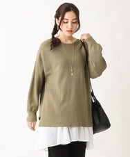 OLFAV03054 eur3(エウルキューブ) 新色追加！豊富な8色【大きいサイズ/11号サイズあり】洗えるドロップショルダーもちもちニット 新色！カーキ(36)