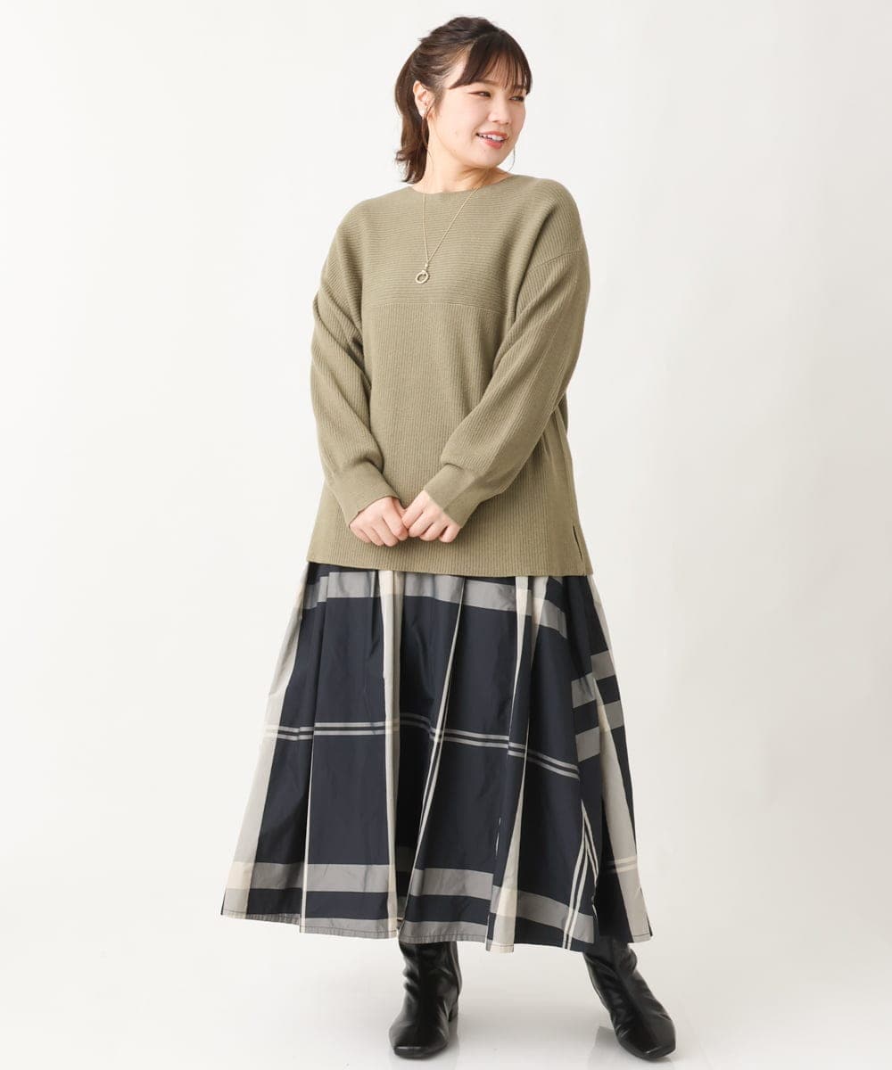 OLFAV03054 eur3(エウルキューブ) 新色追加！豊富な8色【大きいサイズ/11号サイズあり】洗えるドロップショルダーもちもちニット 新色！カーキ(36)