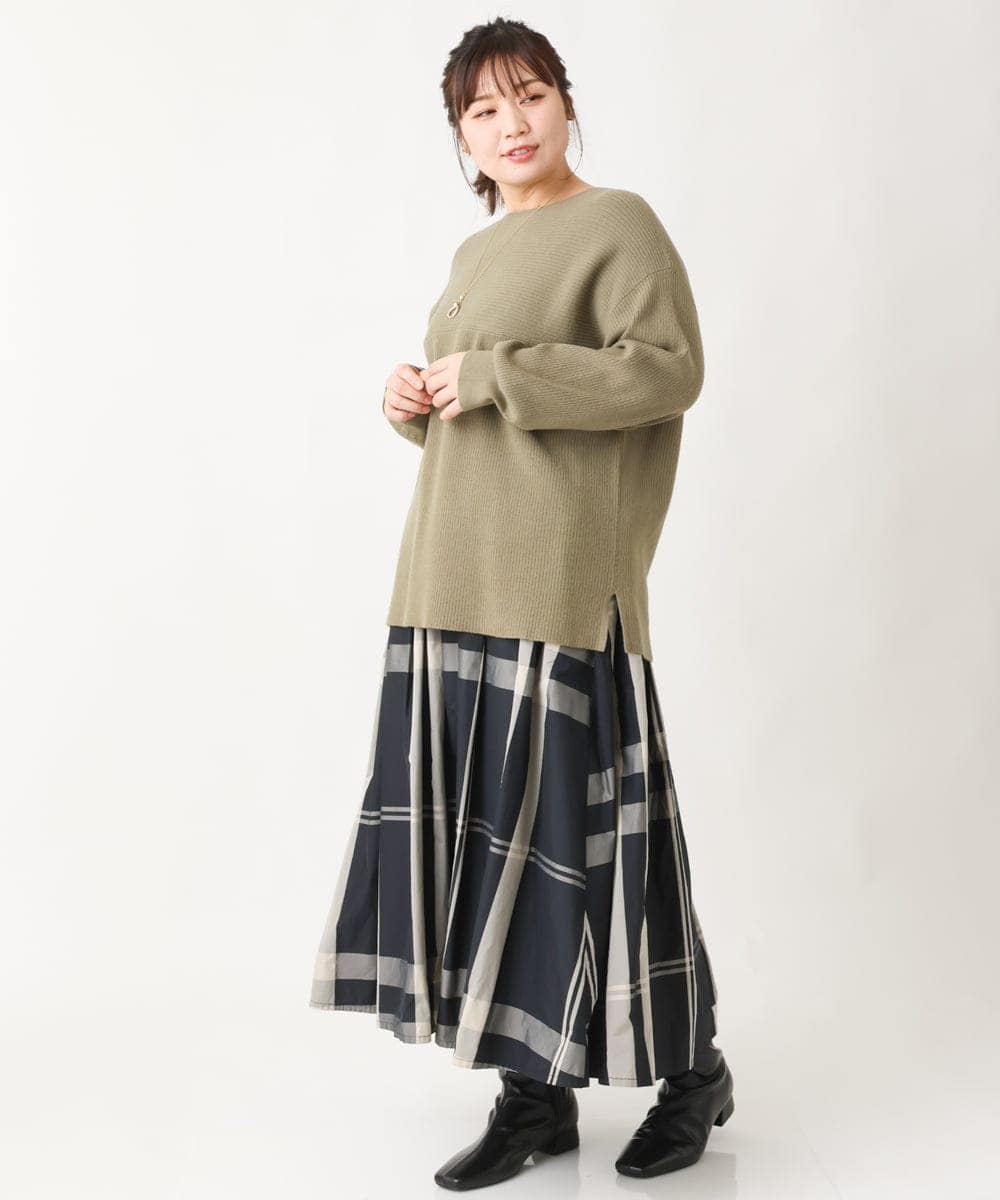 OLFAV03054 eur3(エウルキューブ) 新色追加！豊富な8色【大きいサイズ/11号サイズあり】洗えるドロップショルダーもちもちニット 新色！カーキ(36)