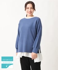 OLFAV03054 eur3(エウルキューブ) 新色追加！豊富な8色【大きいサイズ/11号サイズあり】洗えるドロップショルダーもちもちニット ブルー(55)