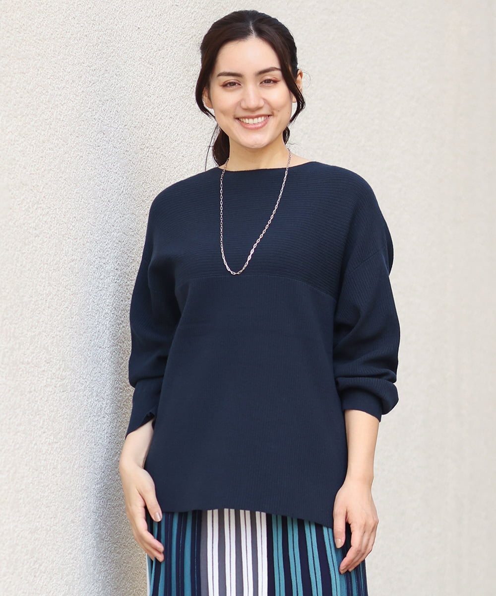 OLFAV03054 eur3(エウルキューブ) 新色追加！豊富な8色【大きいサイズ/11号サイズあり】洗えるドロップショルダーもちもちニット 新色！ネイビー(57)