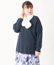 OLFAV03054 eur3(エウルキューブ) 新色追加！豊富な8色【大きいサイズ/11号サイズあり】洗えるドロップショルダーもちもちニット 新色！ネイビー(57)