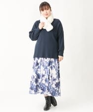 OLFAV03054 eur3(エウルキューブ) 新色追加！豊富な8色【大きいサイズ/11号サイズあり】洗えるドロップショルダーもちもちニット 新色！ネイビー(57)