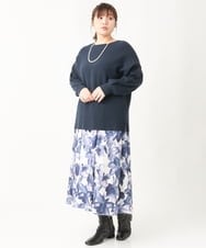 OLFAV03054 eur3(エウルキューブ) 新色追加！豊富な8色【大きいサイズ/11号サイズあり】洗えるドロップショルダーもちもちニット 新色！ネイビー(57)