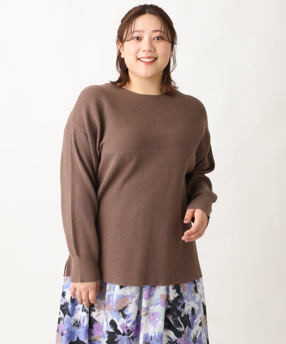 OLFAV03054 eur3(エウルキューブ) 新色追加！豊富な8色【大きいサイズ/11号サイズあり】洗えるドロップショルダーもちもちニット モカ(84)
