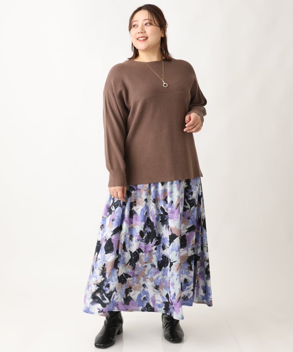 OLFAV03054 eur3(エウルキューブ) 新色追加！豊富な8色【大きいサイズ/11号サイズあり】洗えるドロップショルダーもちもちニット モカ(84)