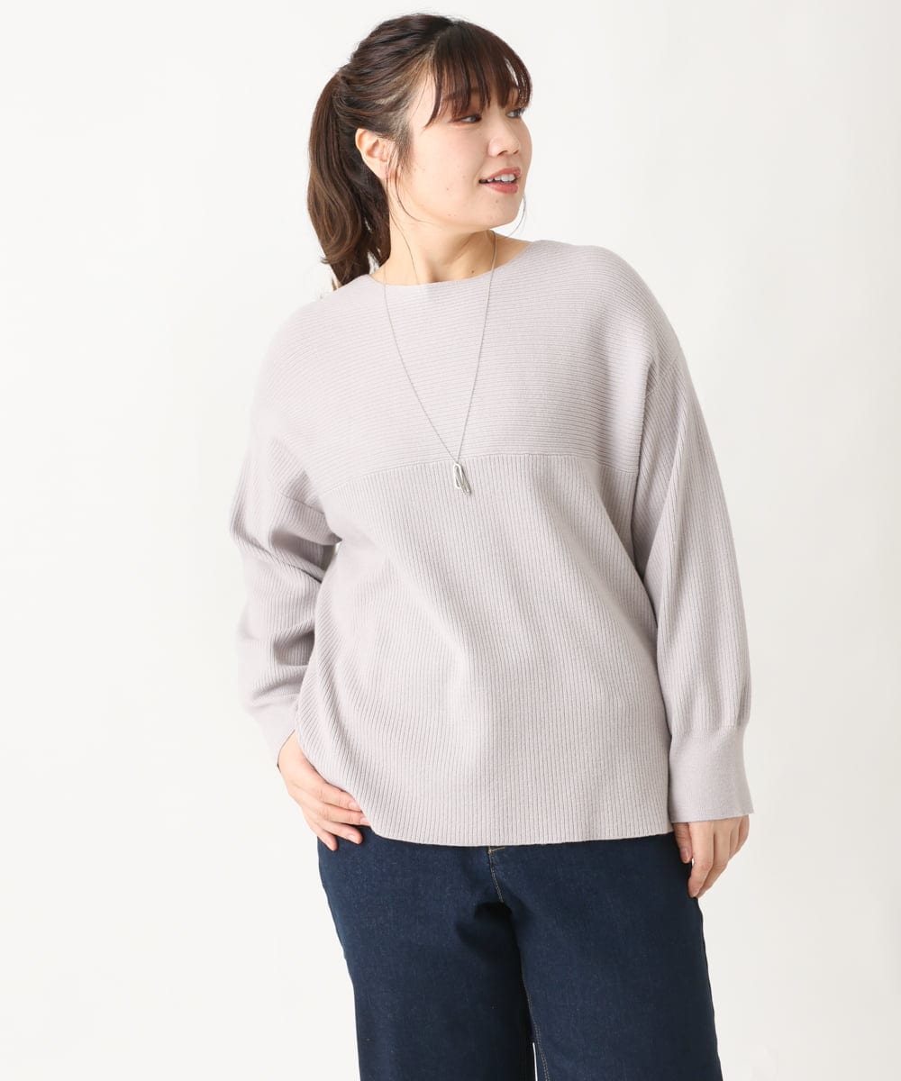 OLFAV03054 eur3(エウルキューブ) 新色追加！豊富な8色【大きいサイズ/11号サイズあり】洗えるドロップショルダーもちもちニット 新色！ライトグレー(91)
