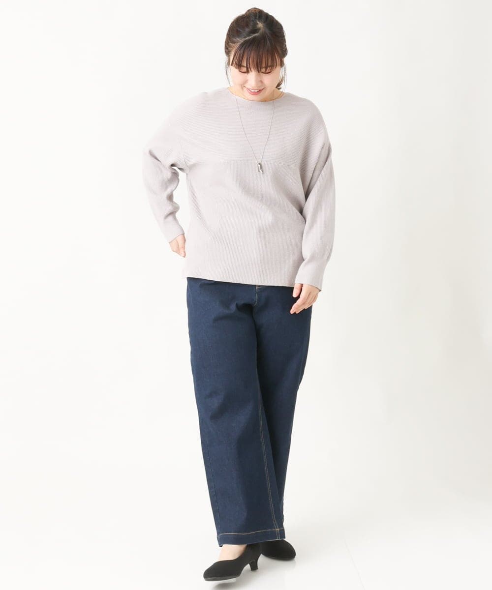 OLFAV03054 eur3(エウルキューブ) 新色追加！豊富な8色【大きいサイズ/11号サイズあり】洗えるドロップショルダーもちもちニット 新色！ライトグレー(91)