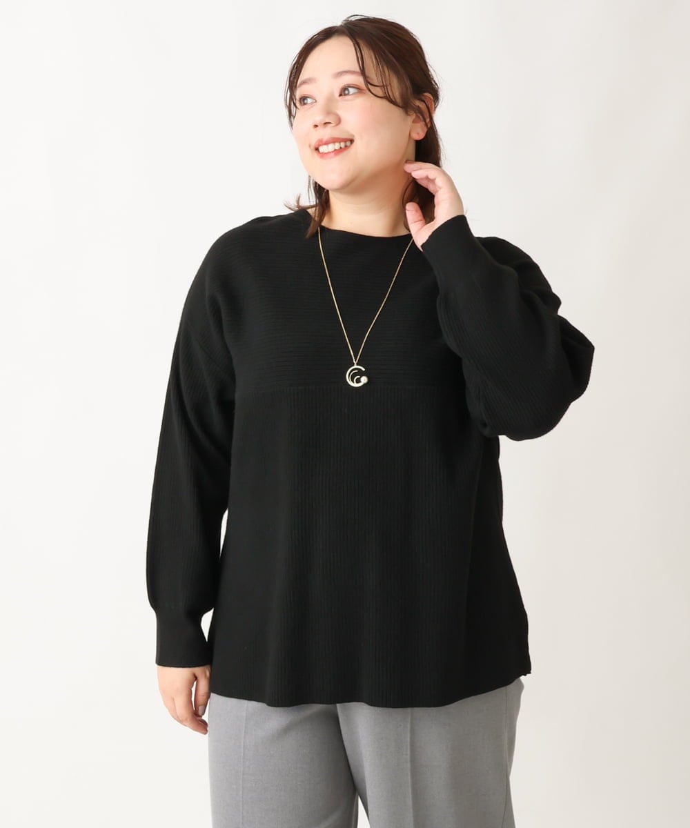 OLFAV03054 eur3(エウルキューブ) 新色追加！豊富な8色【大きいサイズ/11号サイズあり】洗えるドロップショルダーもちもちニット ブラック(94)