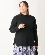 OLFAV05054 eur3(エウルキューブ) 【大きいサイズ/洗える】プチハイネックもちもちニット ブラック(94)