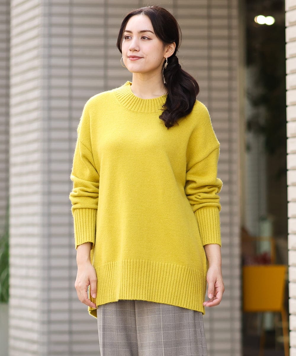 OLFAV06079 eur3(エウルキューブ) 【大きいサイズ/a.v.v×eur3】洗えるバックスリットニット ライトイエロー(20)