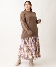 OLFAV06079 eur3(エウルキューブ) 【大きいサイズ/a.v.v×eur3】洗えるバックスリットニット モカ(84)