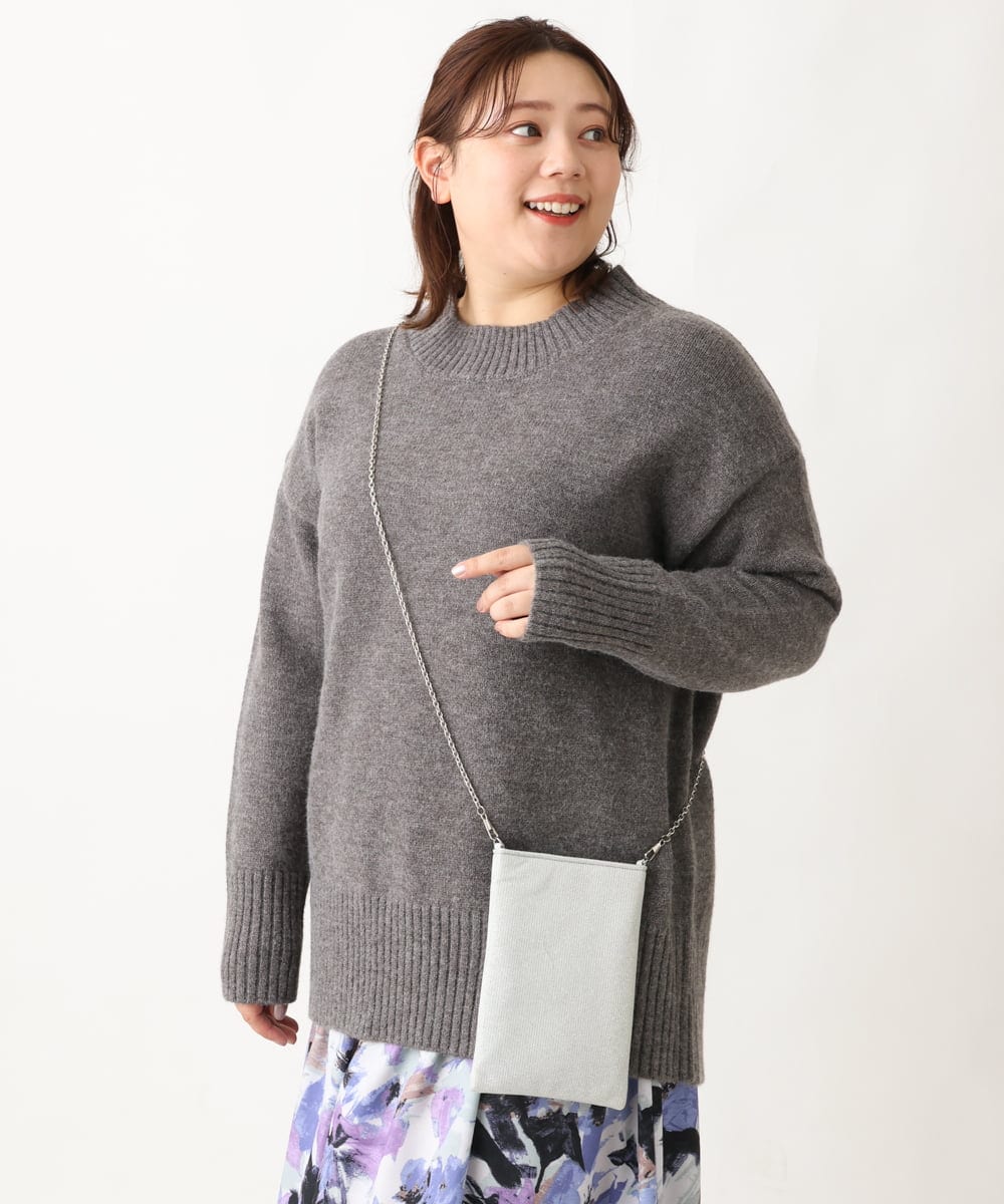 OLFAV06079 eur3(エウルキューブ) 【大きいサイズ/a.v.v×eur3】洗えるバックスリットニット ダークグレー(93)