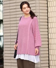 OLFAV14089 eur3(エウルキューブ) 【大きいサイズ】ふわふわケーブルニット ピンク(03)