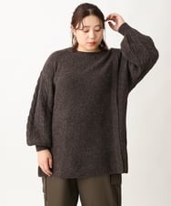 OLFAV14089 eur3(エウルキューブ) 【大きいサイズ】ふわふわケーブルニット ブラウン(87)