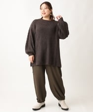OLFAV14089 eur3(エウルキューブ) 【大きいサイズ】ふわふわケーブルニット ブラウン(87)
