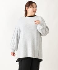 OLFAV14089 eur3(エウルキューブ) 【大きいサイズ】ふわふわケーブルニット ライトグレー(91)