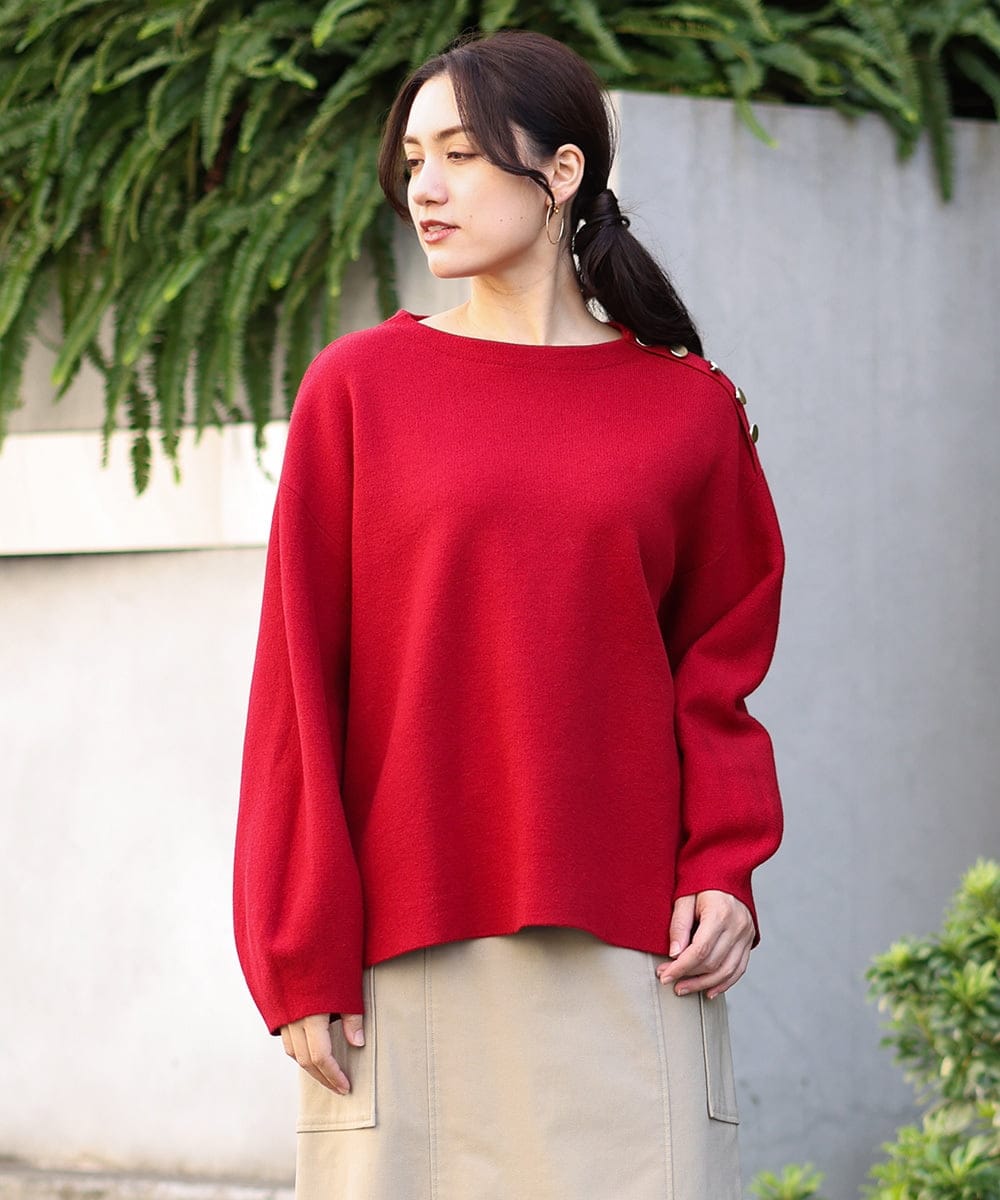 OLFAV15069 eur3(エウルキューブ) 【大きいサイズ/a.v.v×eur3】メタルボタンニット レッド(05)