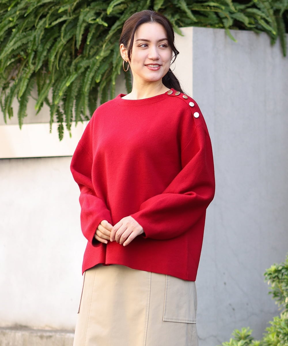 OLFAV15069 eur3(エウルキューブ) 【大きいサイズ/a.v.v×eur3】メタルボタンニット レッド(05)