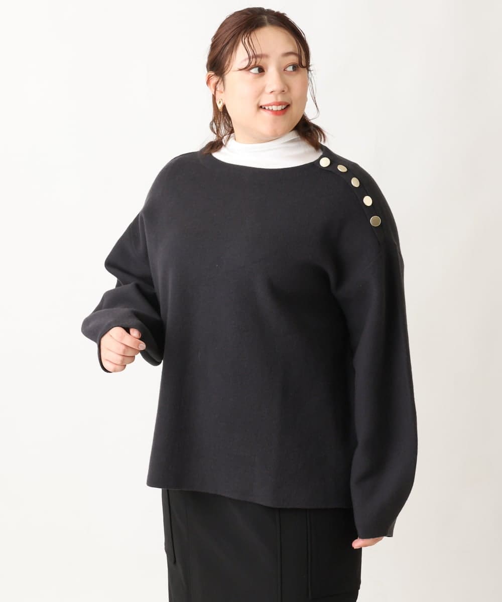 OLFAV15069 eur3(エウルキューブ) 【大きいサイズ/a.v.v×eur3】メタルボタンニット ネイビー(57)