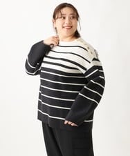 OLFAV15069 eur3(エウルキューブ) 【大きいサイズ/a.v.v×eur3】メタルボタンニット アイボリー(80)