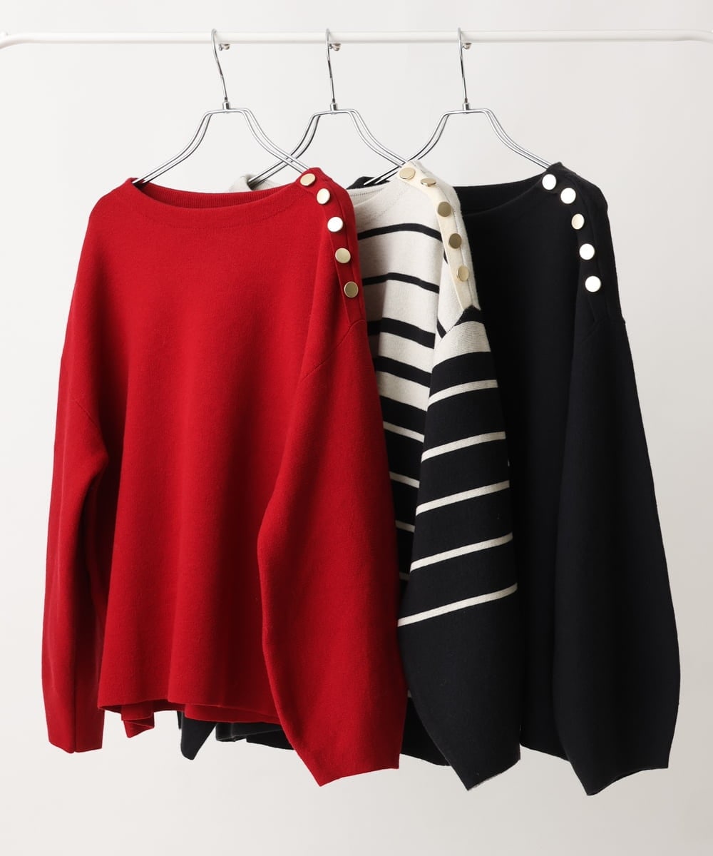 OLFAV15069 eur3(エウルキューブ) 【大きいサイズ/a.v.v×eur3】メタルボタンニット アイボリー(80)