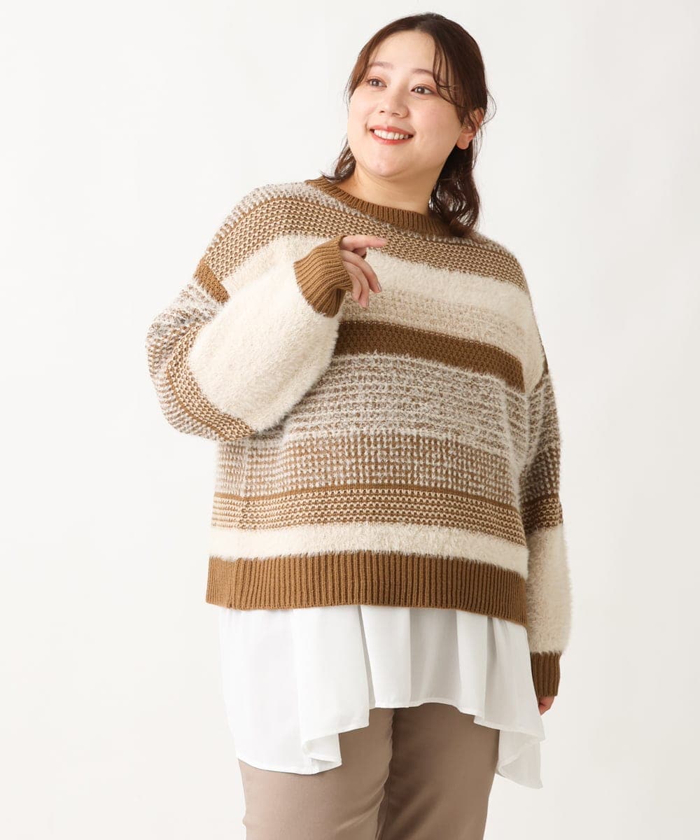 OLFAV22089 eur3(エウルキューブ) 【大きいサイズ】シャギーコンビニット ベージュ(82)
