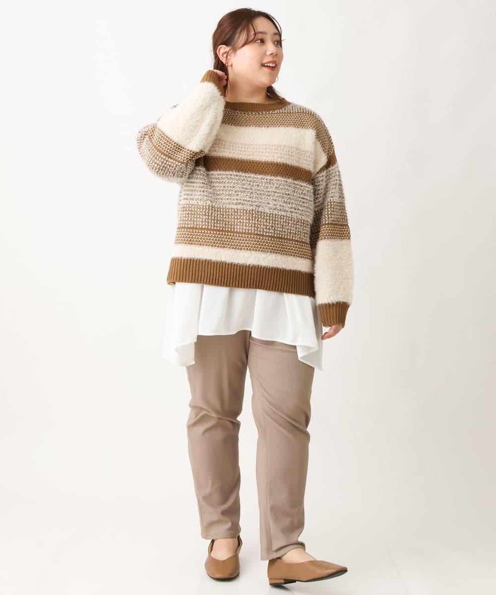 OLFAV22089 eur3(エウルキューブ) 【大きいサイズ】シャギーコンビニット ベージュ(82)