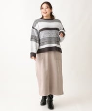OLFAV22089 eur3(エウルキューブ) 【大きいサイズ】シャギーコンビニット ブラック(94)