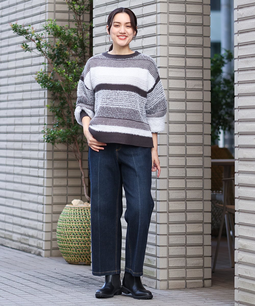 OLFAV22089 eur3(エウルキューブ) 【大きいサイズ】シャギーコンビニット ブラック(94)
