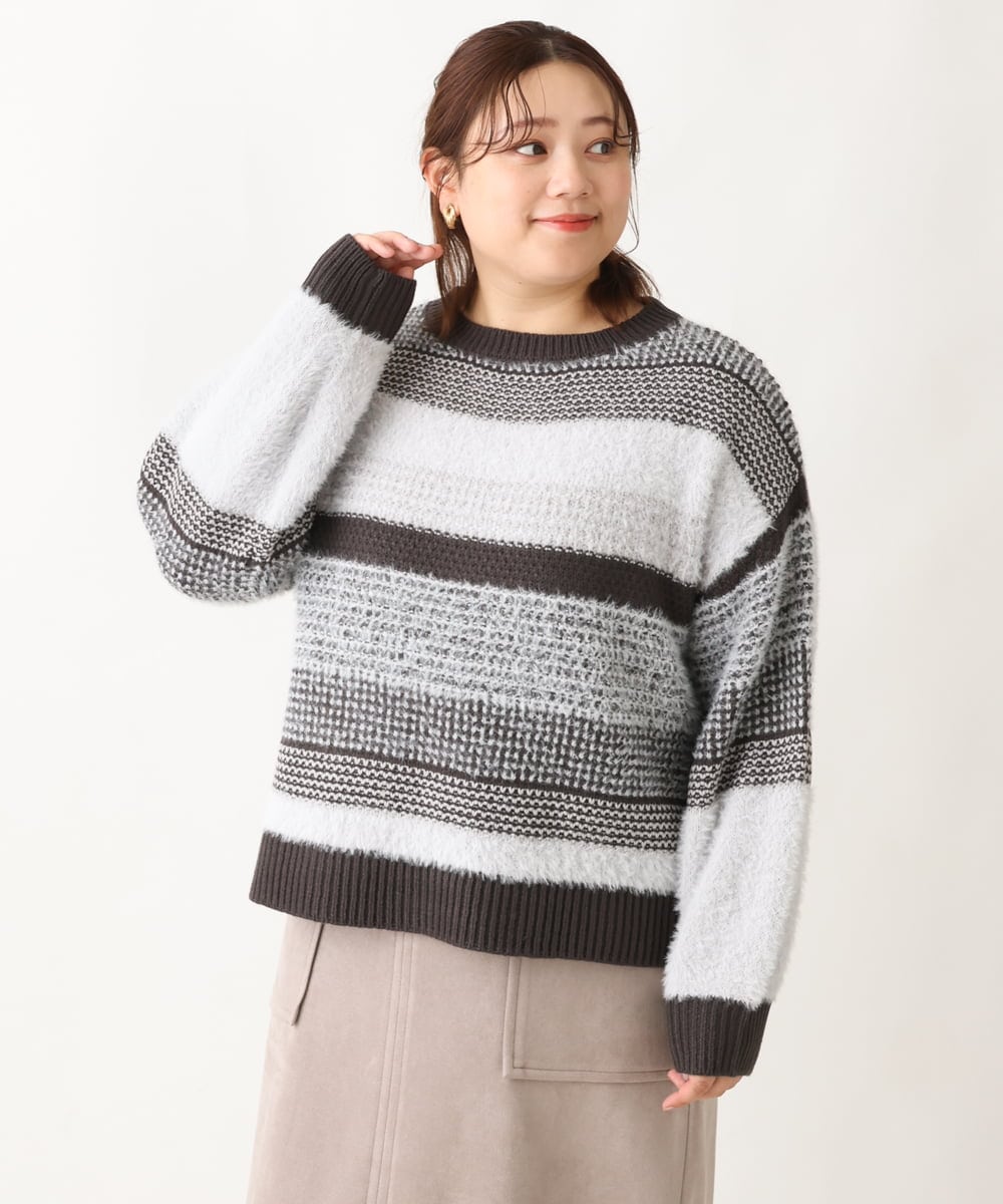 OLFAV22089 eur3(エウルキューブ) 【大きいサイズ】シャギーコンビニット ブラック(94)