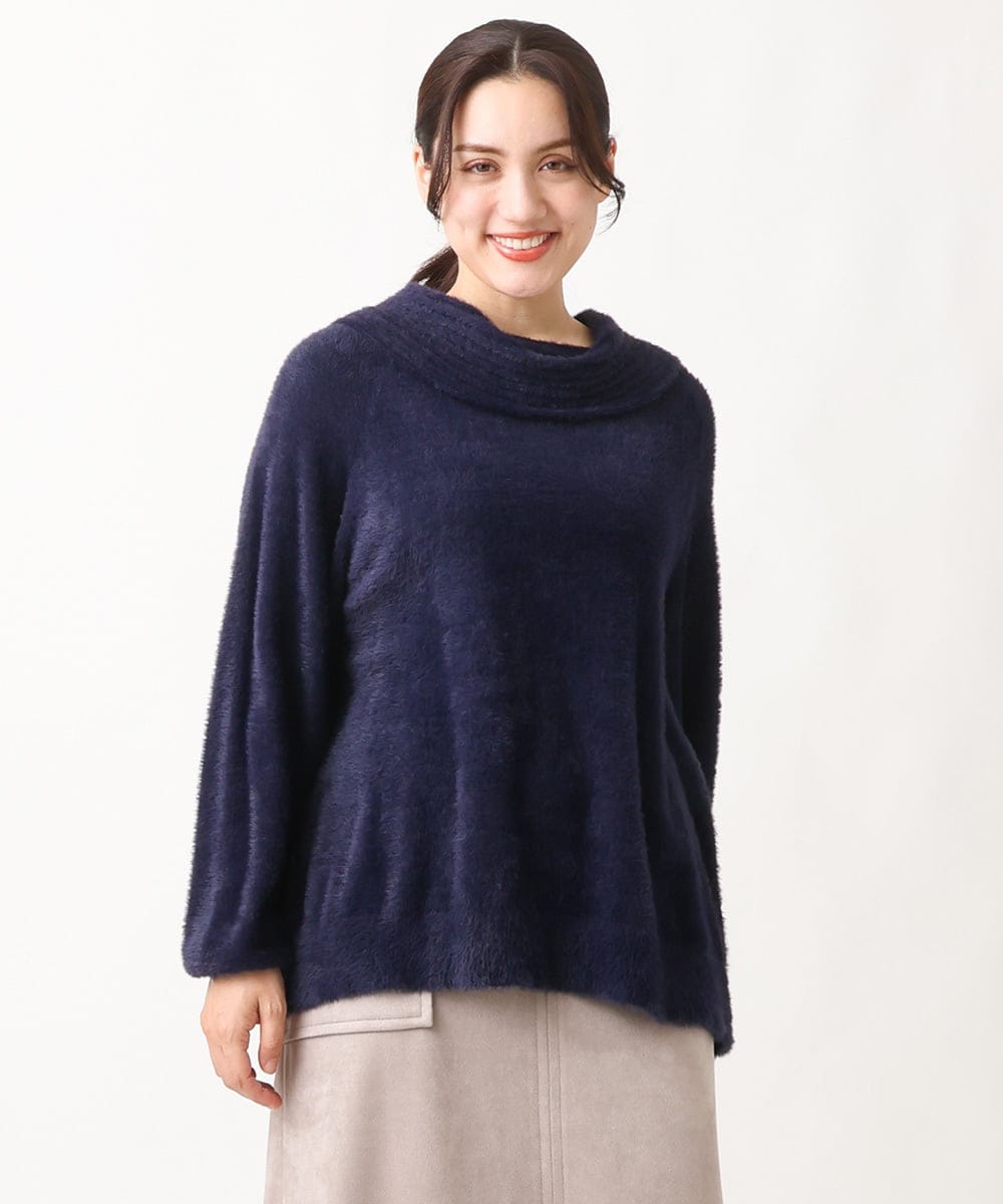OLFAV23089 eur3(エウルキューブ) 【大きいサイズ/11号サイズあり】シャギーオフふわふわタートルニット ネイビー(57)