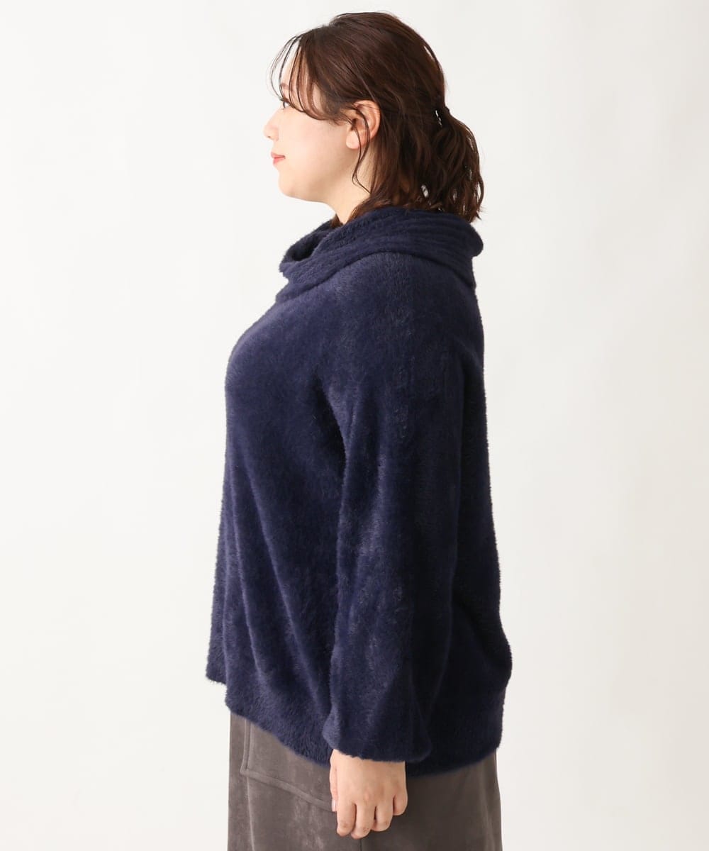 OLFAV23089 eur3(エウルキューブ) 【大きいサイズ/11号サイズあり】シャギーオフふわふわタートルニット ネイビー(57)