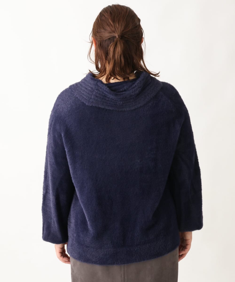 OLFAV23089 eur3(エウルキューブ) 【大きいサイズ/11号サイズあり】シャギーオフふわふわタートルニット ネイビー(57)