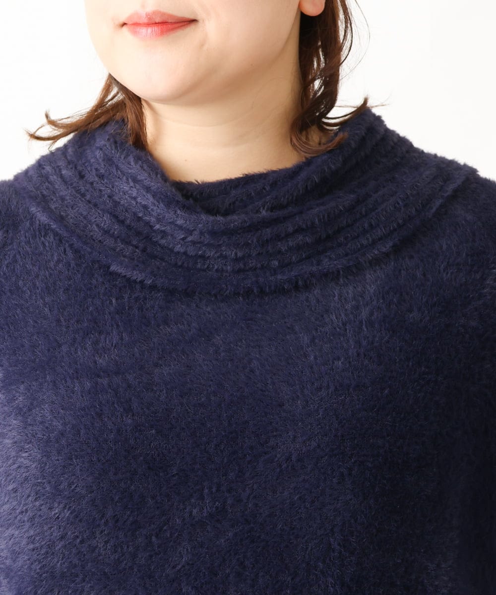 OLFAV23089 eur3(エウルキューブ) 【大きいサイズ/11号サイズあり】シャギーオフふわふわタートルニット ネイビー(57)