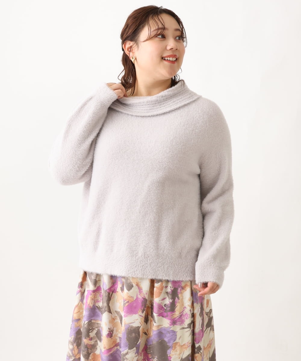 OLFAV23089 eur3(エウルキューブ) 【大きいサイズ/11号サイズあり】シャギーオフふわふわタートルニット ライトグレー(91)