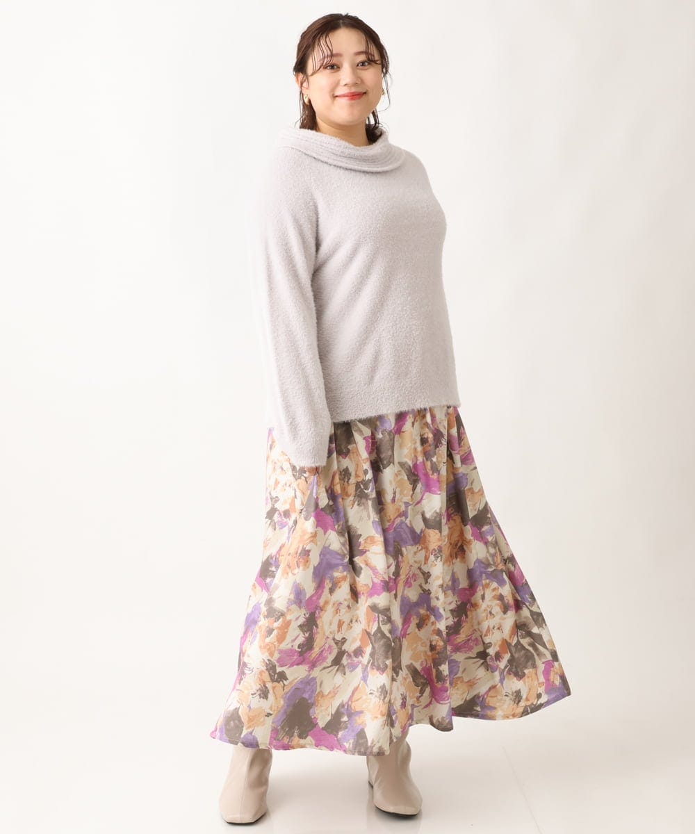 OLFAV23089 eur3(エウルキューブ) 【大きいサイズ/11号サイズあり】シャギーオフふわふわタートルニット ライトグレー(91)
