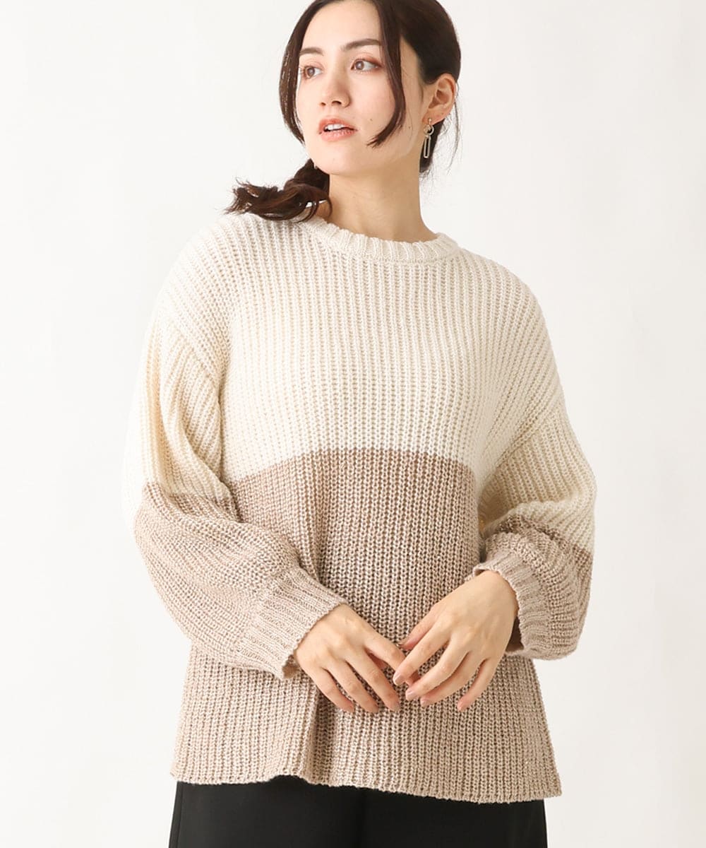 OLFAV25099 eur3(エウルキューブ) 【大きいサイズ】スパンコールコンビニット ベージュ(82)