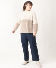 OLFAV25099 eur3(エウルキューブ) 【大きいサイズ】スパンコールコンビニット ベージュ(82)
