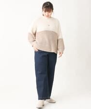 OLFAV25099 eur3(エウルキューブ) 【大きいサイズ】スパンコールコンビニット ベージュ(82)
