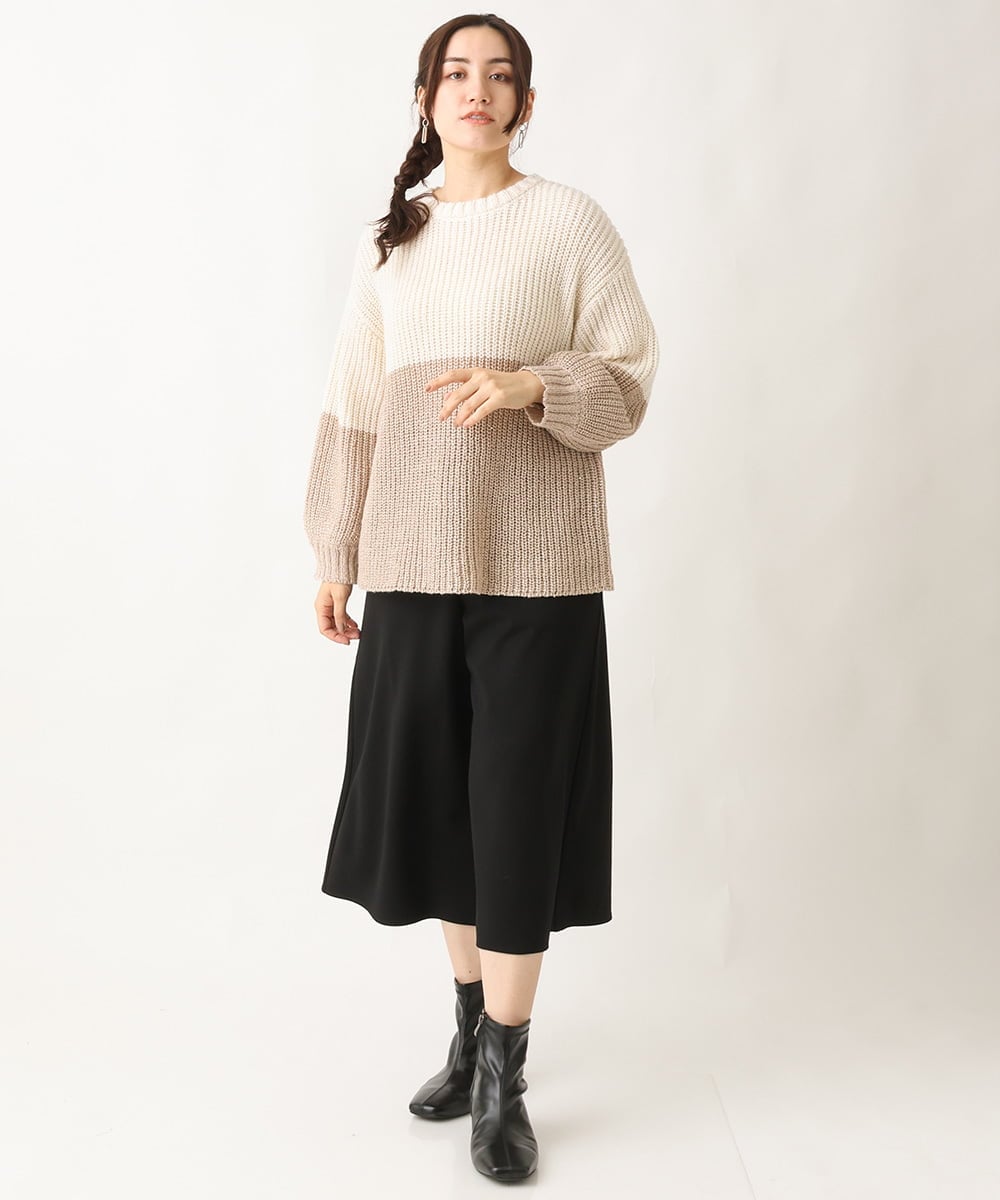 OLFAV25099 eur3(エウルキューブ) 【大きいサイズ】スパンコールコンビニット ベージュ(82)