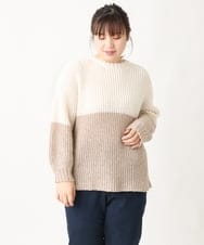 OLFAV25099 eur3(エウルキューブ) 【大きいサイズ】スパンコールコンビニット ベージュ(82)